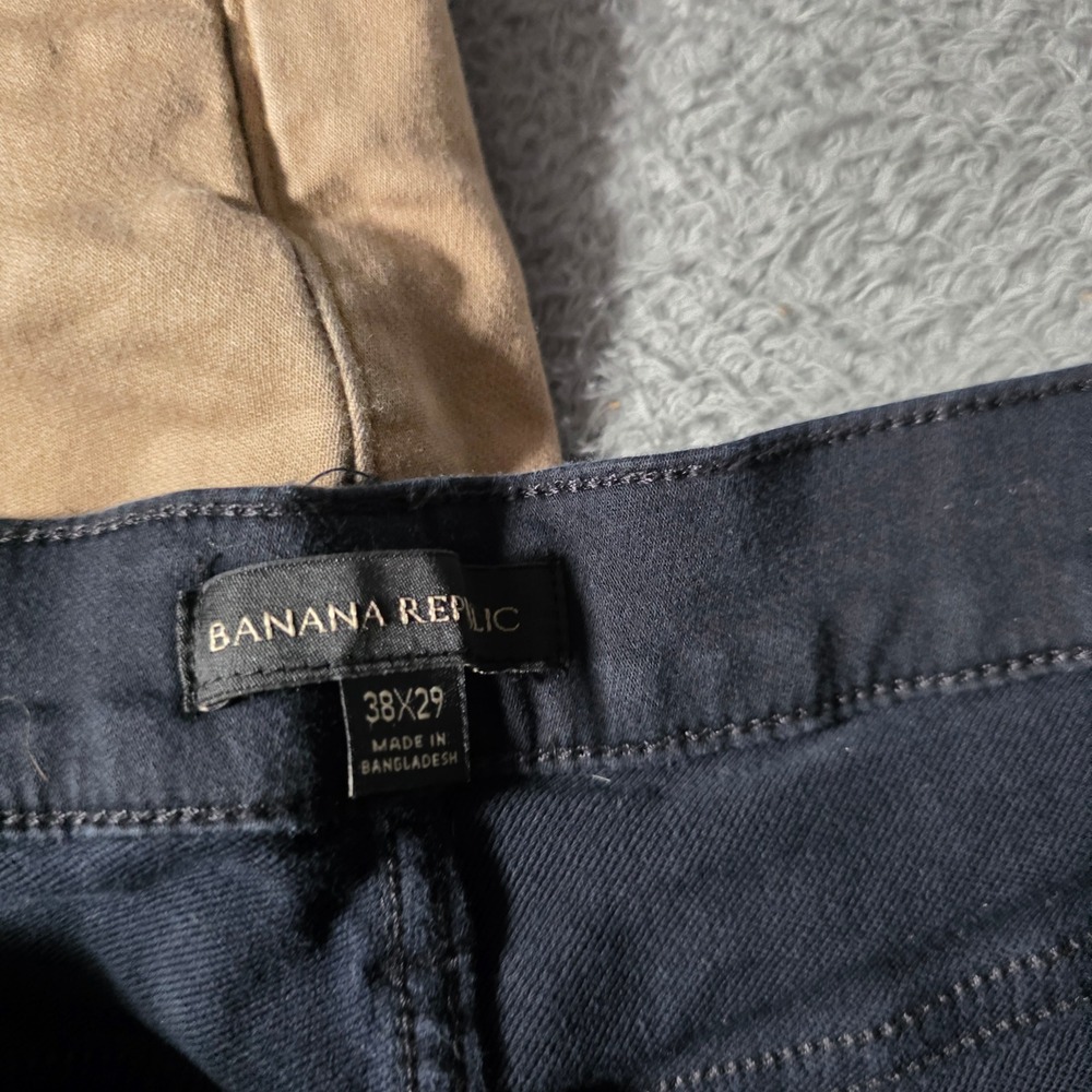 Banana Republic Mens 38x29 Slim Pants Khaki Black Set of 2 Cotton Stretch Chinos - Picture 4 of 8